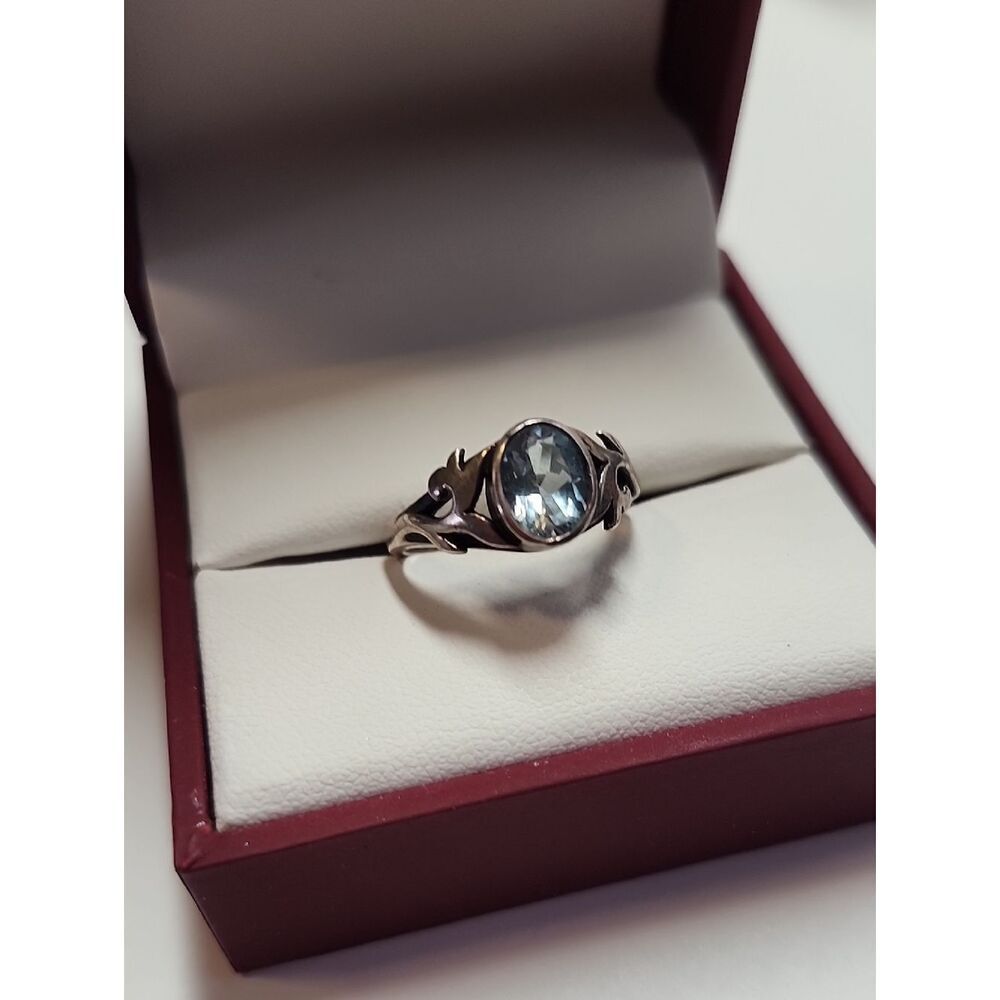 Sterling Silver Blue Topaz PSCL 925 Ring Size 6.75